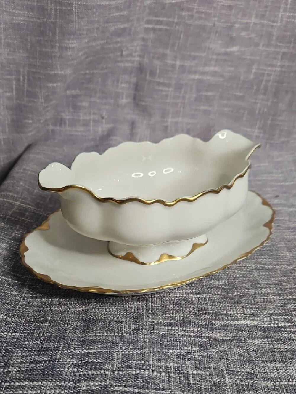 Antique M.Z. Austria '1210' Gravy Boat with Attached Underplate